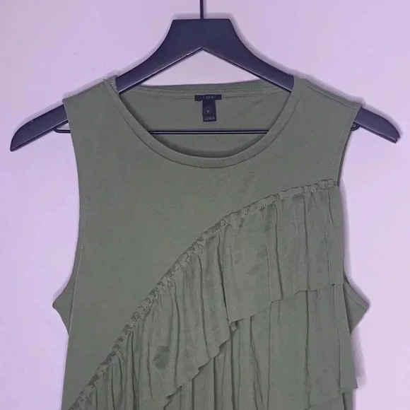 J.Crew Drapey Ruffle Tank Top Green Sleeveless Shirt Size Small - Picture 3 of 7